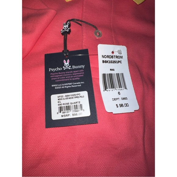 PSYCHO BUNNY ~ Mens Oliver Neon Tipped Polo (NWT) - Picture 8 of 12